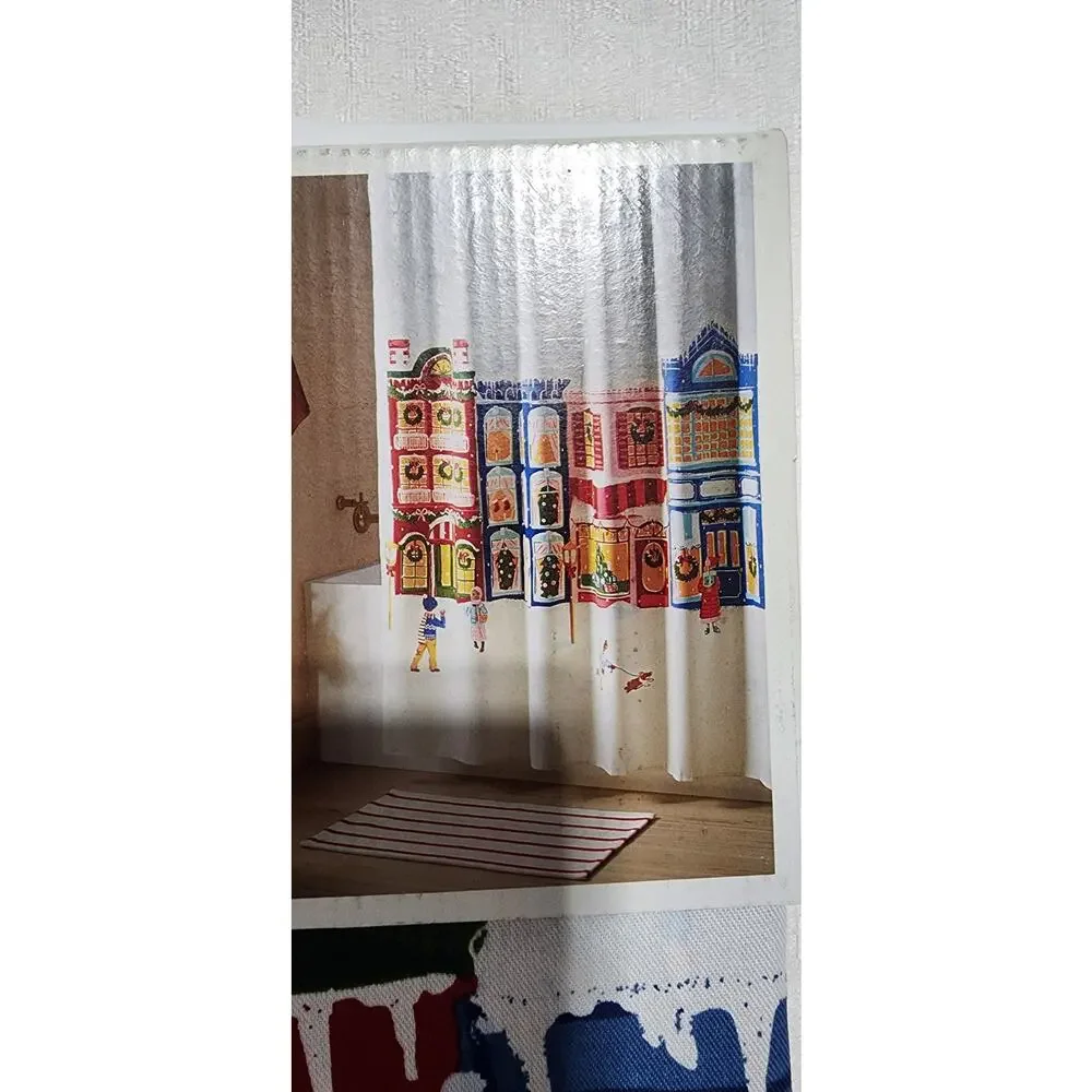Threshold shower curtains 72inx72in winter city scene